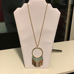 Long Gold and Turquoise Necklace